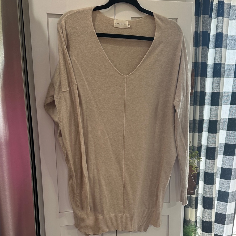 Dreamers Beige V-Neck Sweater